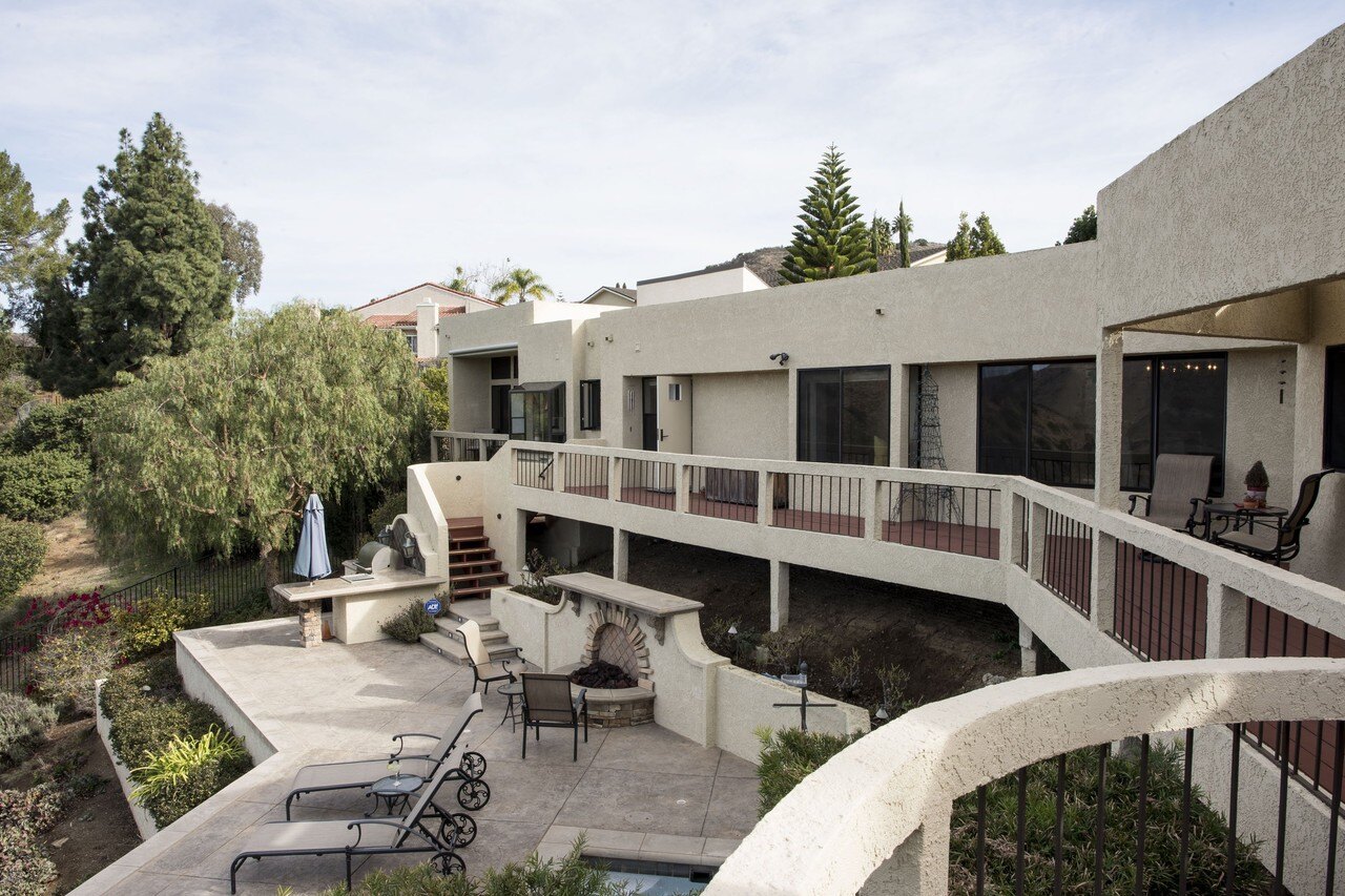 The multi-level backyard at the Folls’ home.